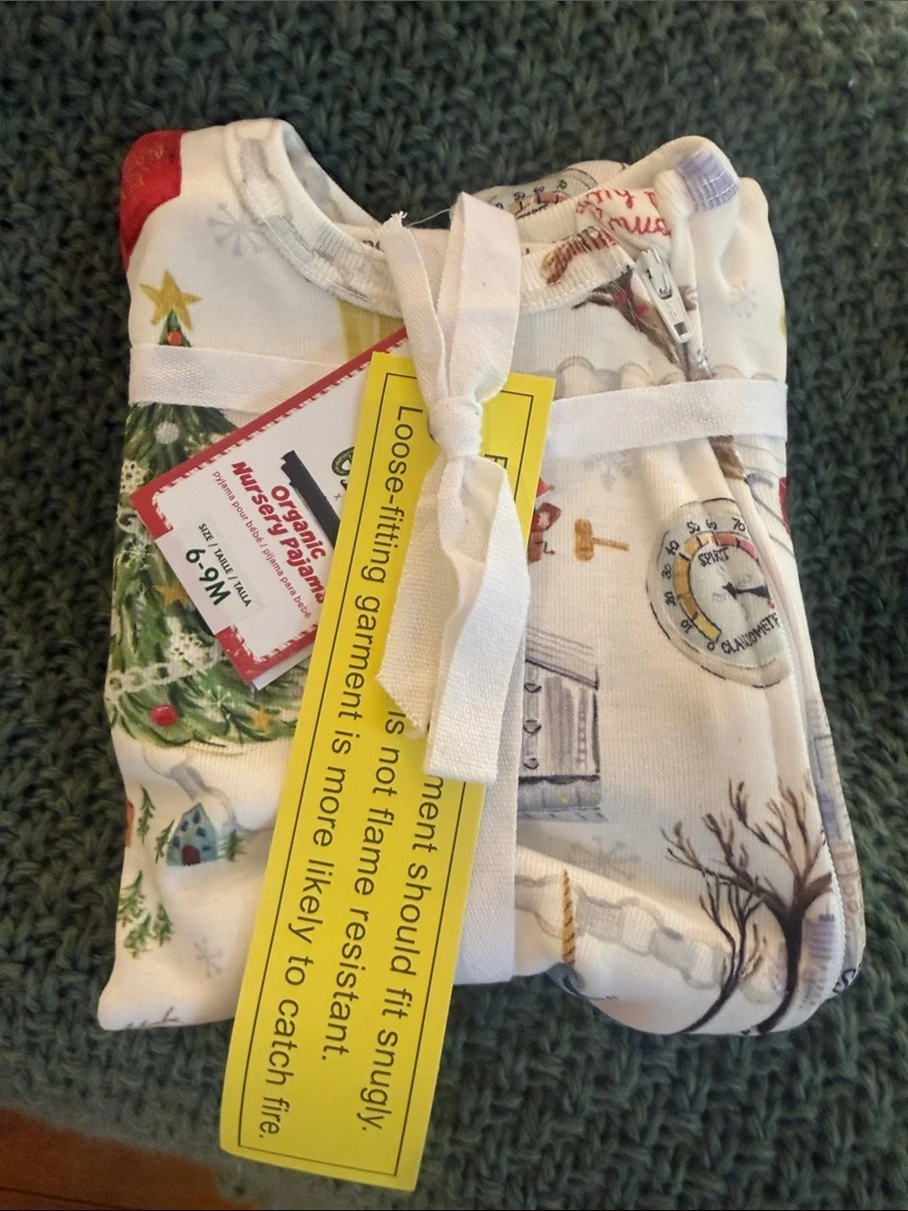 NWT Pottery Barn Kids Buddy ELF Movie Pajamas Organic Sleeper 3/6 6-9 12/18 24
